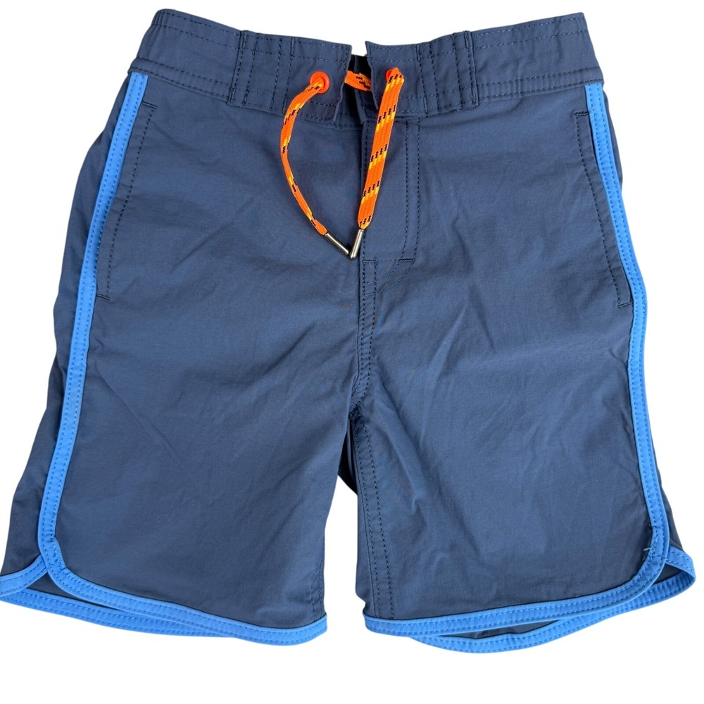 Crewcuts Kids Swim Shorts Boys Size 2 Blue Orange‎ Drawstring Mesh Lined Trunks